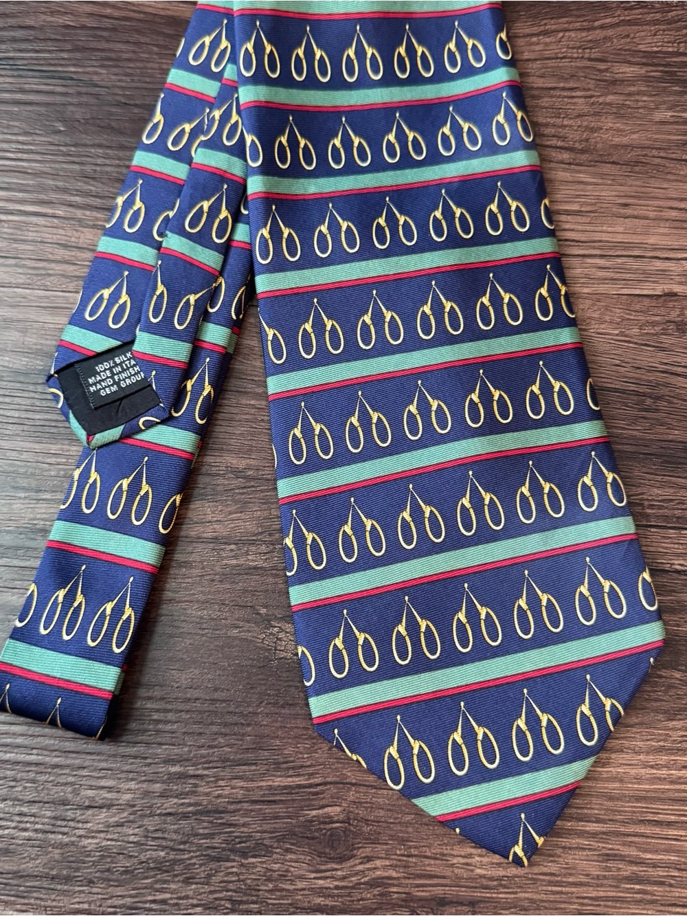Vintage PAOLO GUCCI 58" NECKTIE Striped 4" Silk Made Italy Stirrup Equestrian